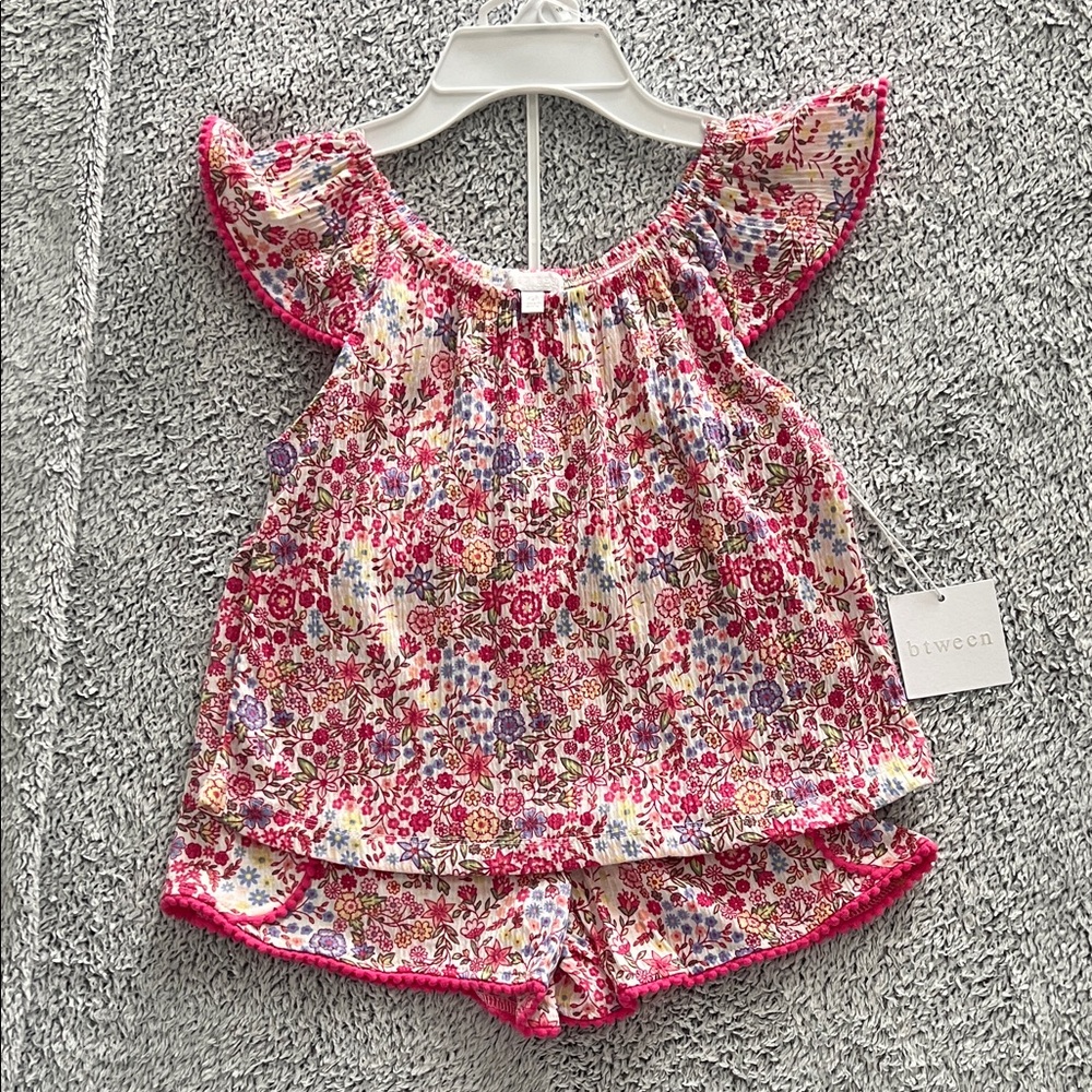 btween Floral Kids Matching Set - Pink and Purple NWT size 10
